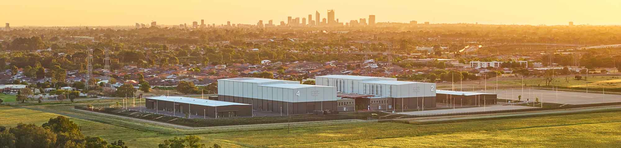 An aerial view of Perth Film Studios